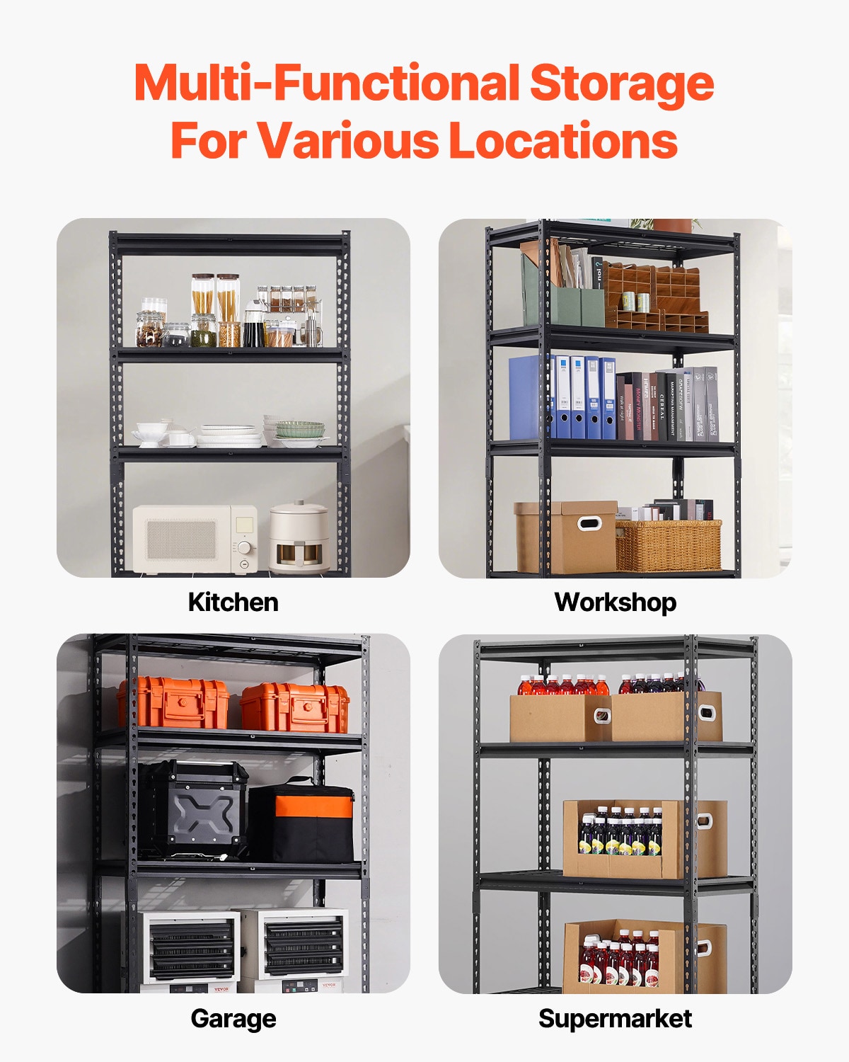 Storage Shelves 5 Tier Adjustable Heavy Duty Garage Shelving Units 2000 Lbs_voghion.com